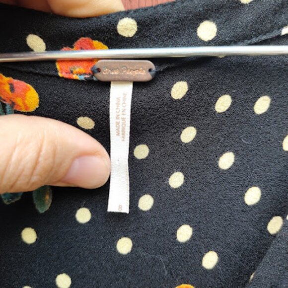 FREE PEOPLE | Dream Girl Midi Puff Sleeve Polka Dot Print Corset Lace-Up Dress 8 - Picture 11 of 15